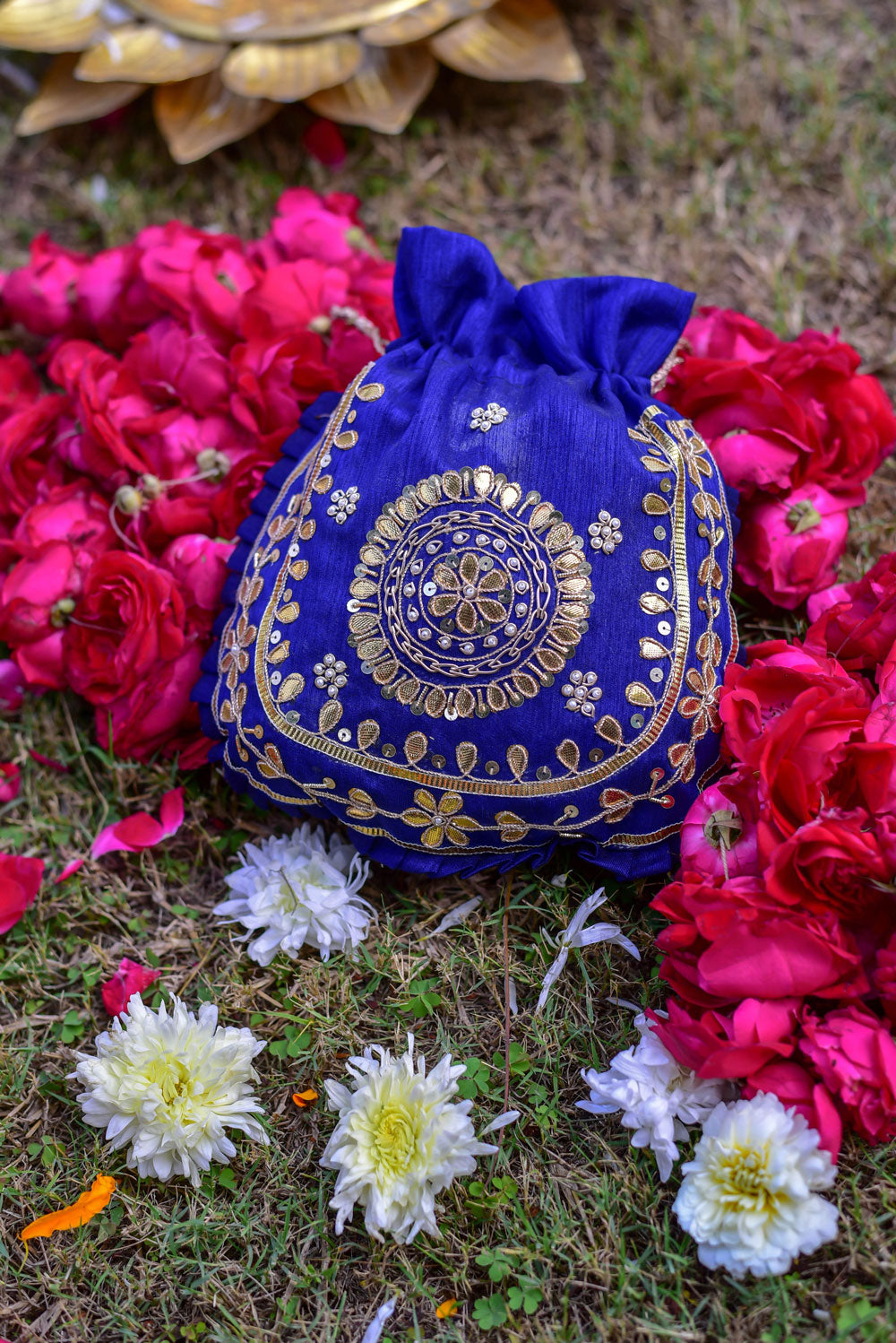 ROYAL BLUE GOTA POTHLI BAG
