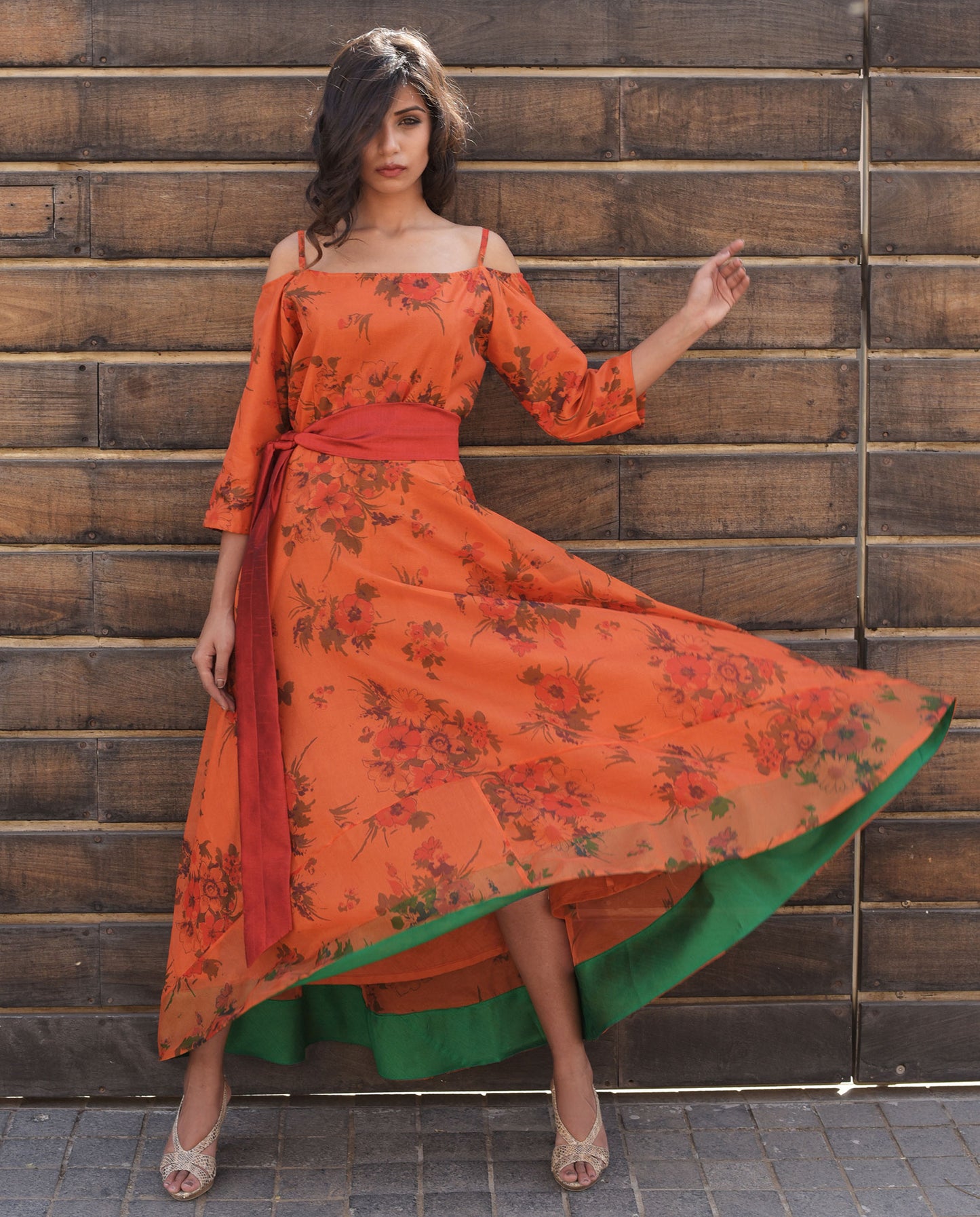 RUST ASSYMETRIC DRESS