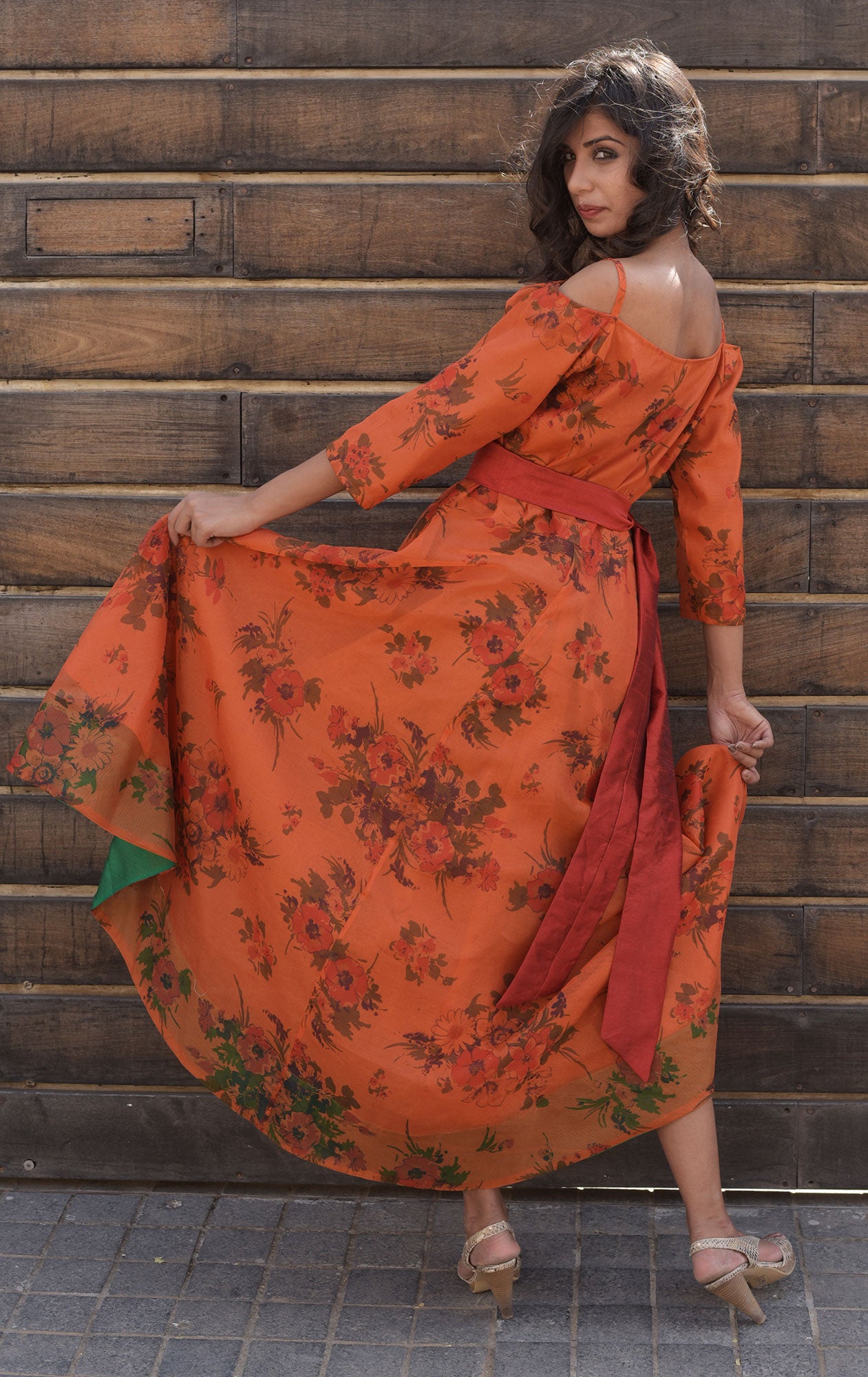 RUST ASSYMETRIC DRESS