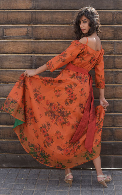 RUST ASSYMETRIC DRESS