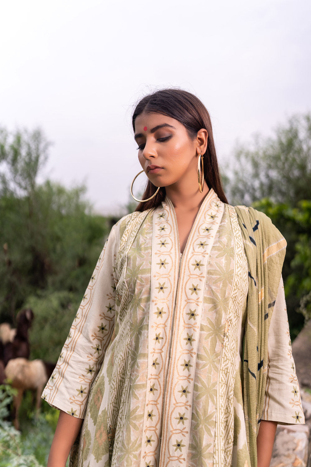 SAGE GREEN  ANARKALI SET