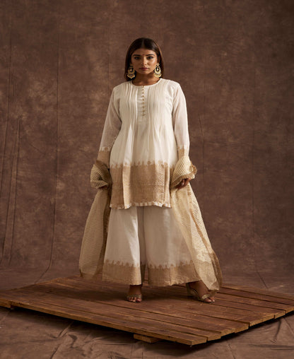 OFF WHITE CHANDERI SUIT SET