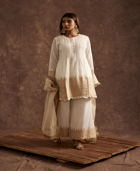 OFF WHITE CHANDERI SUIT SET