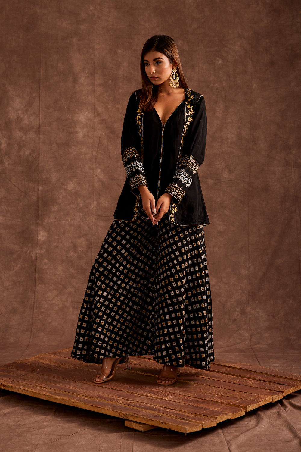 BLACK SHARARA SET