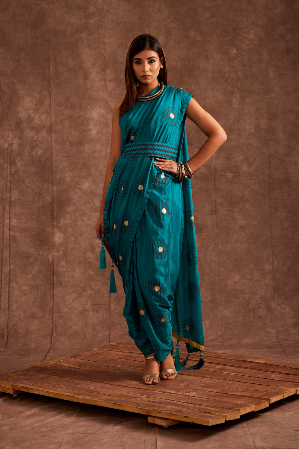 AQUA DRAPE SAREE