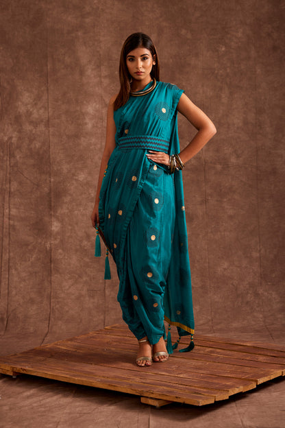 AQUA DRAPE SAREE
