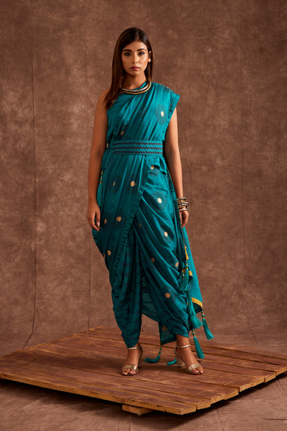 AQUA DRAPE SAREE