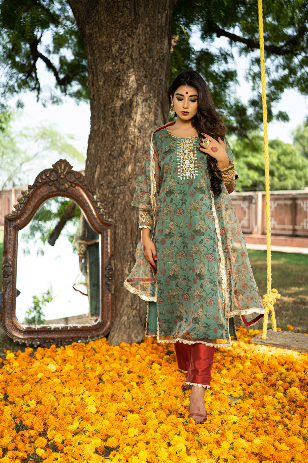 SEA GREEN GOTAPATTI SUIT
