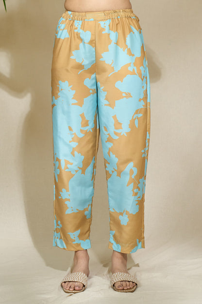 MUSTARD TRI PRINT LONG SHIRT SET