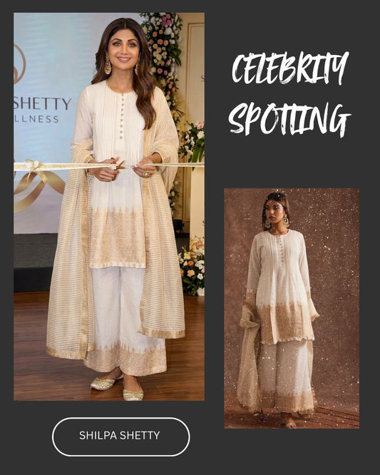 OFF WHITE CHANDERI SUIT SET