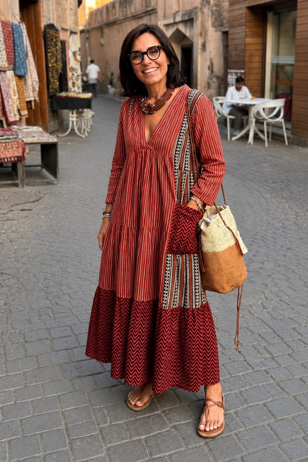 MAROON MUTLIPRINT COTTON DRESS