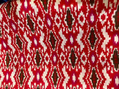 RED IVORY HANDBLOCK COTTON DRESS
