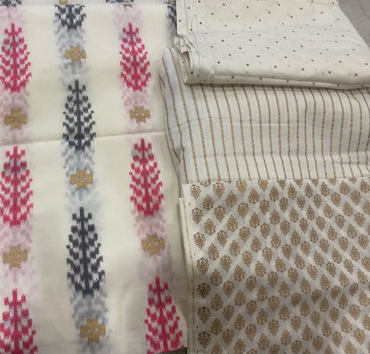 OFFWHITE COTTON MULTIPRINT DRESS