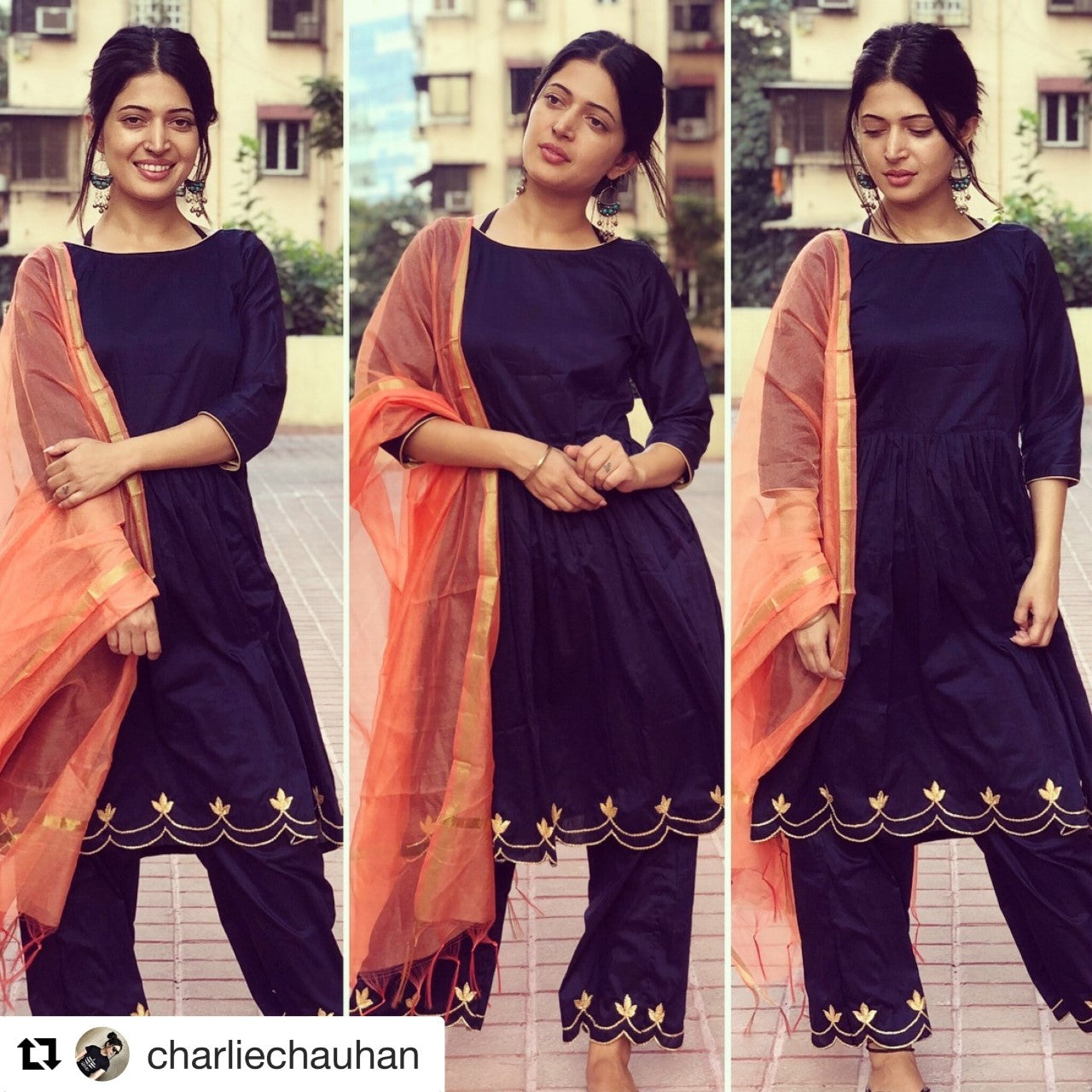 MIDNIGHT BLUSH GOTA CUTWORK SET