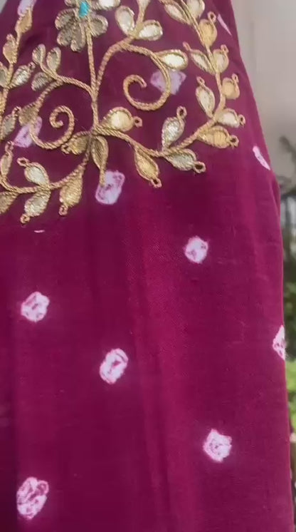 MAROON BANDHEJ GOTAPATTI SET